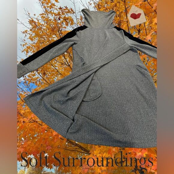 Soft Surroundings Moderne Cowl Herringbone Dress Crossover Hem Velvet Women PM - Picture 9 of 13
